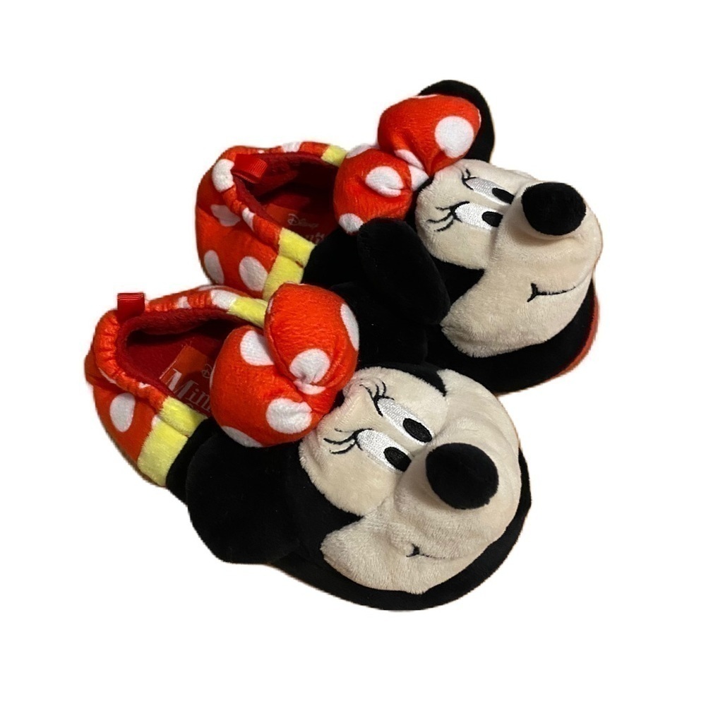 Disney Minnie Mouse Plush Slippers Sz 11/12 Red Black Polka Dot 3D
Box KB